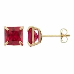 Designs By Gioelli Lab-Created Ruby 10k Gold Stud Earrings