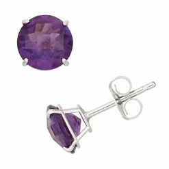 Designs By Gioelli Amethyst 10k White Gold Stud Earrings