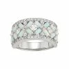 Designs By Gioelli Sterling Silver Lab-Created Opal & White Sapphire X Ring