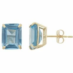 Designs By Gioelli 10k Gold Lab-Created Aquamarine Emerald Cut Solitaire Stud Earrings