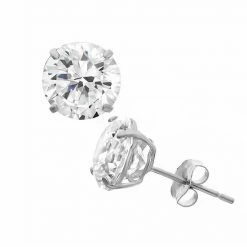 Designs By Gioelli Men's Sterling Silver Cubic Zirconia Round Stud Earrings Silver Tone
