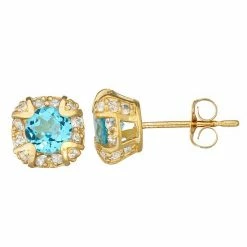 Designs By Gioelli 10k Gold Gemstone Round Halo Stud Earrings Swiss Blue Topaz -Designs by Gioelli Shop unnamed file 1034