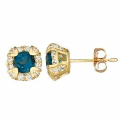 Designs By Gioelli 10k Gold Gemstone Round Halo Stud Earrings Swiss Blue Topaz -Designs by Gioelli Shop unnamed file 1038