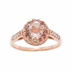 Designs By Gioelli 14k Rose Gold Over Silver Simulated Morganite And Lab-Created White Sapphire Crown Ring