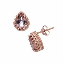 Designs By Gioelli 14k Rose Gold Over Silver Simulated Morganite Stud Earrings