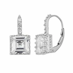 Designs By Gioelli Lab-Created White Sapphire Sterling Silver Crown Drop Earrings