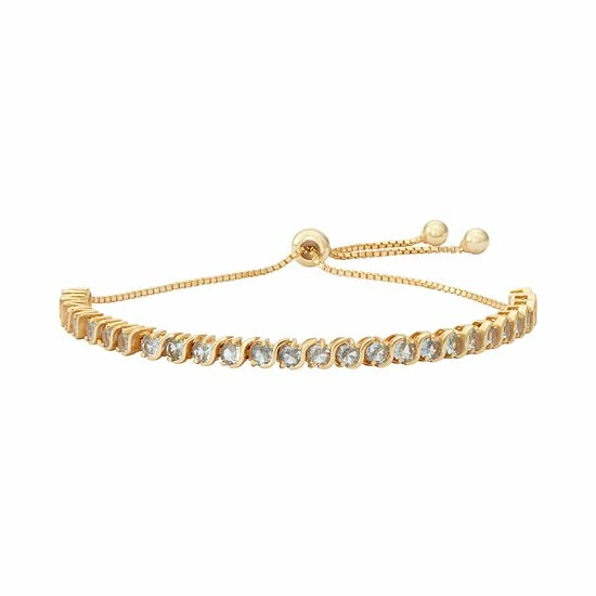 Designs By Gioelli 14k Gold Over Silver Lab-Created Aquamarine S-Link Lariat Bracelet 3 Designs By Gioelli 14k Gold Over Silver Lab-Created Aquamarine S-Link Lariat Bracelet