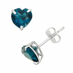 Designs By Gioelli London Blue Topaz 10k White Gold Heart Stud Earrings