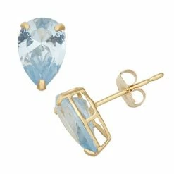 Designs By Gioelli Lab-Created Aquamarine 10k Gold Teardrop Stud Earrings