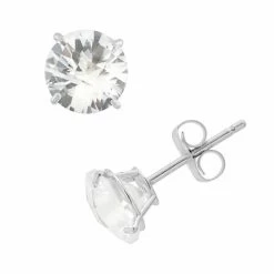 Designs By Gioelli Lab-Created White Sapphire 10k White Gold Stud Earrings