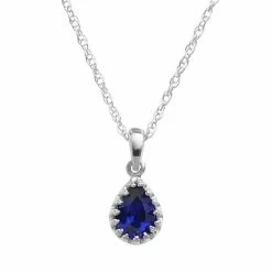 Designs By Gioelli Sterling Silver Lab-Created Sapphire Teardrop Pendant