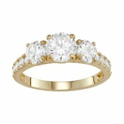 Designs By Gioelli 10k Gold 3-Stone Cubic Zirconia Engagement Ring Yellow