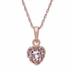 Designs By Gioelli 14k Rose Gold Over Silver Simulated Morganite Heart Pendant
