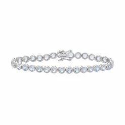 Designs By Gioelli Sterling Silver Lab-Created Aquamarine Tennis Bracelet