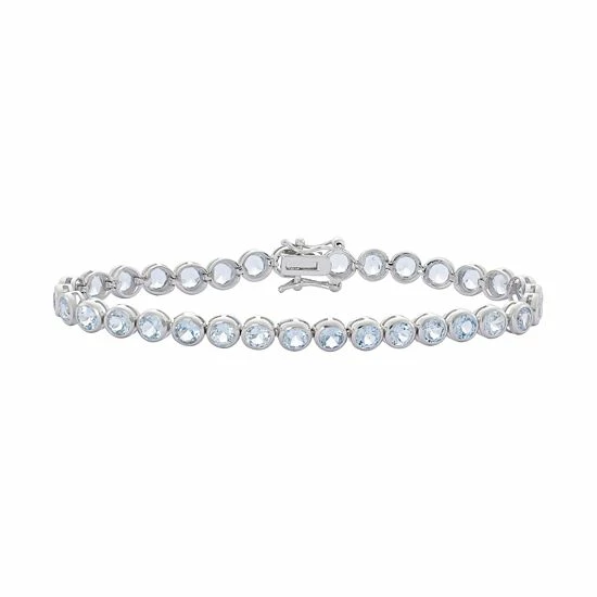Designs By Gioelli Sterling Silver Lab-Created Aquamarine Tennis Bracelet 3 Designs By Gioelli Sterling Silver Lab-Created Aquamarine Tennis Bracelet