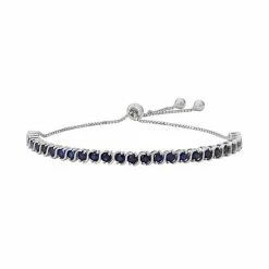 Designs By Gioelli Sterling Silver Lab-Created Sapphire S-Link Lariat Bracelet
