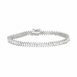 Designs By Gioelli Sterling Silver Lab-Created White Sapphire Marquise Tennis Bracelet