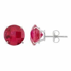 Designs By Gioelli Lab-Created Ruby 10k White Gold Stud Earrings