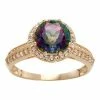 Designs By Gioelli 10k Gold Mystic Topaz & Lab-Created White Sapphire Halo Ring