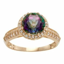 Designs By Gioelli 10k Gold Mystic Topaz & Lab-Created White Sapphire Halo Ring