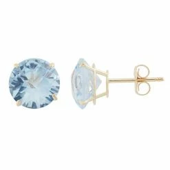 Designs By Gioelli Lab-Created Aquamarine 10k Gold Stud Earrings