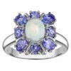 Designs By Gioelli Sterling Silver White Opal & Tanzanite Flower Ring