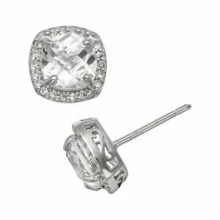 Designs By Gioelli Sterling Silver Lab-Created White Sapphire Halo Stud Earrings