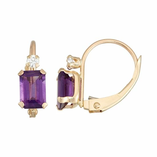 Designs by Gioelli 10k Gold Emerald-Cut Amethyst & White Zircon Leverback Earrings Designs By Gioelli 10k Gold Emerald-Cut Amethyst & White Zircon Leverback Earrings -Designs by Gioelli Shop unnamed file 115