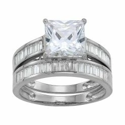 Designs By Gioelli 10k Gold Cubic Zirconia Baguette Bridal Ring Set Yellow