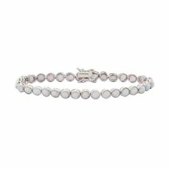 Designs By Gioelli Sterling Silver Lab-Created Opal Tennis Bracelet