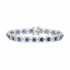 Designs By Gioelli Sterling Silver Lab-Created Blue & White Sapphire Bracelet