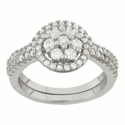 Designs By Gioelli Sterling Silver Lab-Created White Sapphire Cluster Ring Set