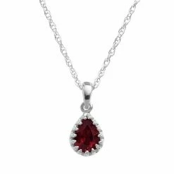 Designs By Gioelli Sterling Silver Garnet Teardrop Pendant