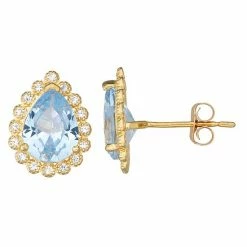 Designs By Gioelli 10k Gold Gemstone Teardrop Halo Stud Earrings Created Opal