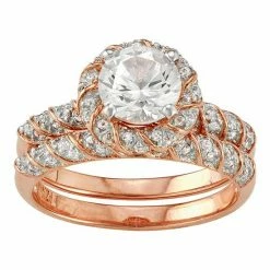 Designs By Gioelli Lab-Created White Sapphire Halo Ring Set Sterling Silver