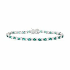 Designs By Gioelli Sterling Silver Lab-Created Emerald & White Sapphire Tennis Bracelet
