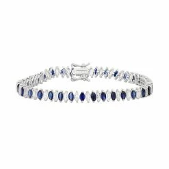 Designs By Gioelli Sterling Silver Lab-Created White & Blue Sapphire Marquise Tennis Bracelet