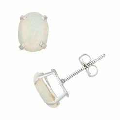 Designs By Gioelli Lab-Created Opal 10k White Gold Oval Stud Earrings
