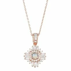 Designs By Gioelli 14k Rose Gold Over Silver Simulated Morganite & Cubic Zirconia Halo Pendant