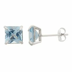 Designs By Gioelli Lab-Created Aquamarine 10k White Gold Stud Earrings