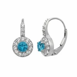 Designs By Gioelli London Blue Topaz And Lab-Created White Sapphire Sterling Silver Halo Drop Earrings