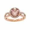 Designs By Gioelli 14k Rose Gold Over Silver Simulated Morganite And Lab-Created White Sapphire Halo Ring