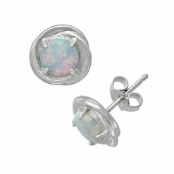 Designs By Gioelli Sterling Silver Lab-Created Opal Swirl Stud Earrings