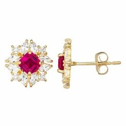 Designs By Gioelli 10k Gold Lab-Created Ruby & Lab-Created White Sapphire Stud Earrings