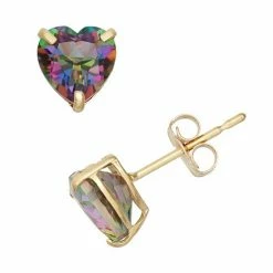Designs By Gioelli Mystic Topaz 10k Gold Heart Stud Earrings