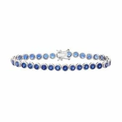 Designs By Gioelli Sterling Silver Lab-Created Sapphire Tennis Bracelet