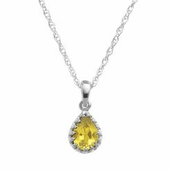 Designs By Gioelli Sterling Silver Citrine Teardrop Pendant