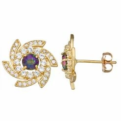 Designs By Gioelli 10k Gold Gemstone Swirl Stud Earrings Created Blue Sapphire