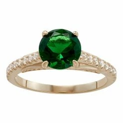 Designs By Gioelli 10k Gold Simulated Emerald & Lab-Created White Sapphire Ring