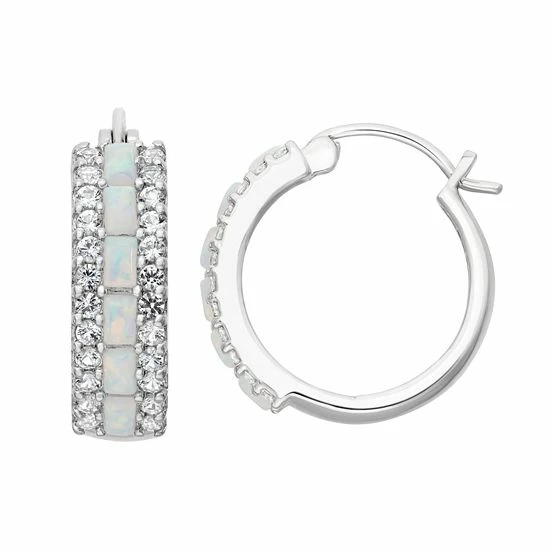 Designs by Gioelli Sterling Silver Lab-Created Opal & Lab-Created White Sapphire Hoop Earrings Designs By Gioelli Sterling Silver Lab-Created Opal & Lab-Created White Sapphire Hoop Earrings -Designs by Gioelli Shop unnamed file 134